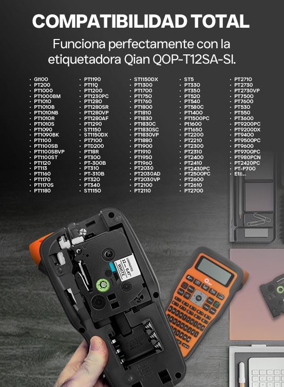 Foto 8 pulgar | Cinta De Etiquetas Qian Qze-231, 6 Pack Laminadas 12mm Ancho 8m Largo, Negro/blanco Compatible Con Brother P-touch Tze