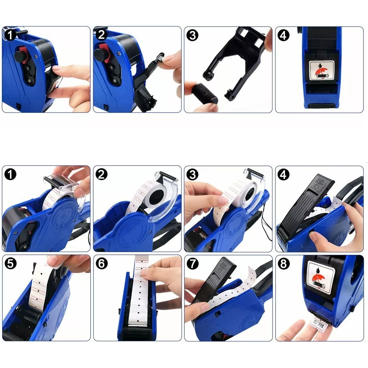 Foto 4 pulgar | Pistola Etiquetadora Manual Eo Safe Imports ESI-8088 color Azul 8 Dígitos y Etiquetas
