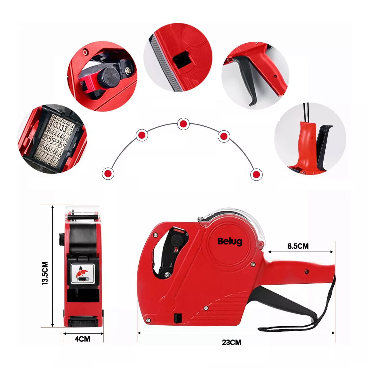 Foto 3 pulgar | Etiquetadora de Precio Belug Manual 8 Dígitos 10,000 Etiquetas Rojo