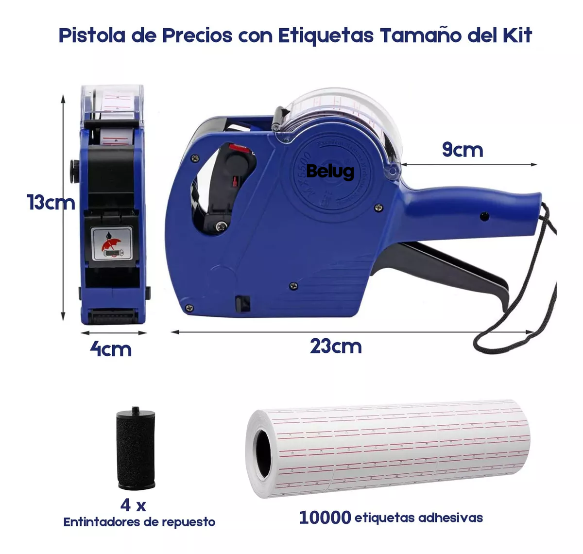 Foto 6 pulgar | Etiquetadora de Precio Manual Belug 8 Dígitos 10,000 Etiquetas Azul