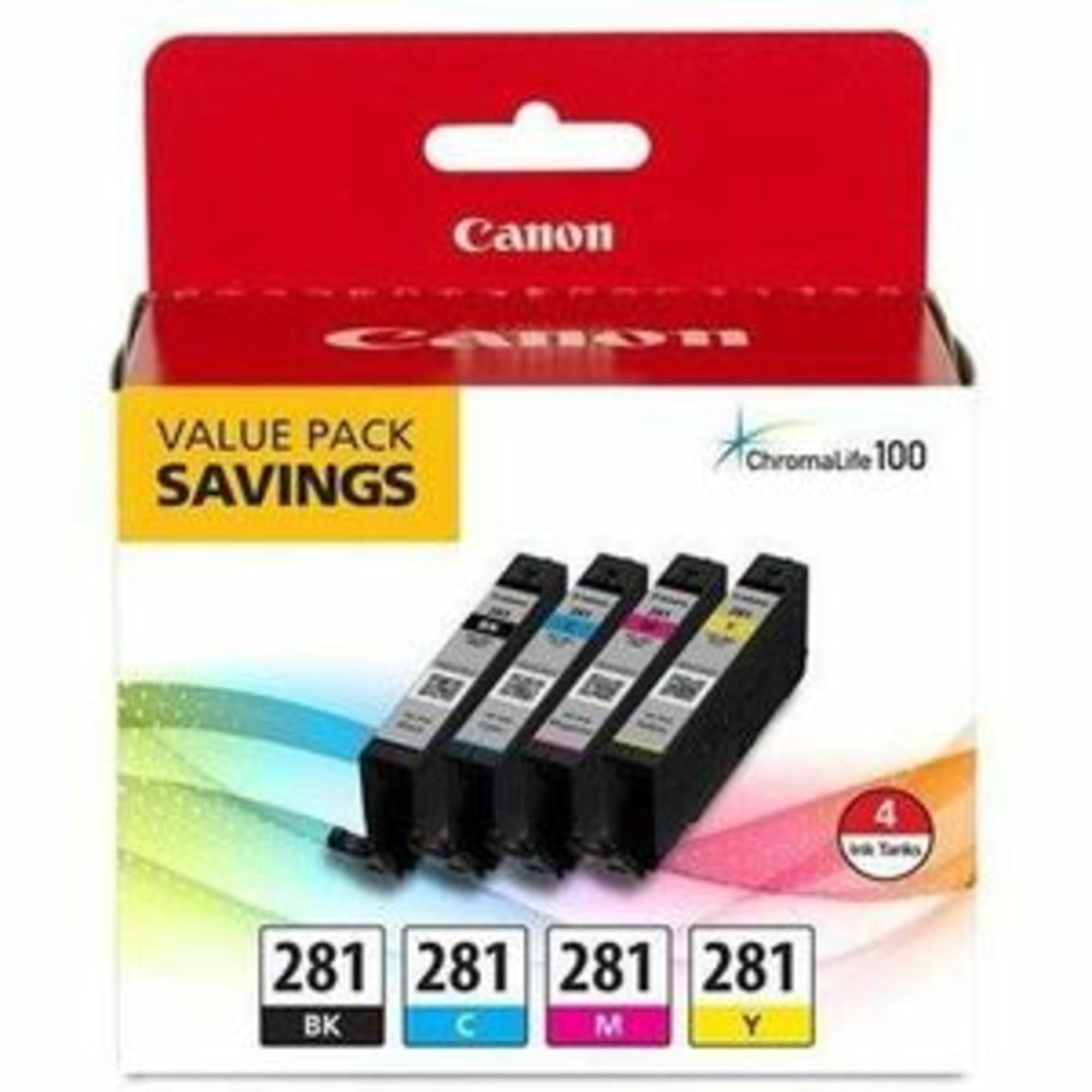 Foto 3 | Paquete De Tintas Canon Cli-281 Negro, Cian, Magenta Y Amarillo - Venta Internacional.