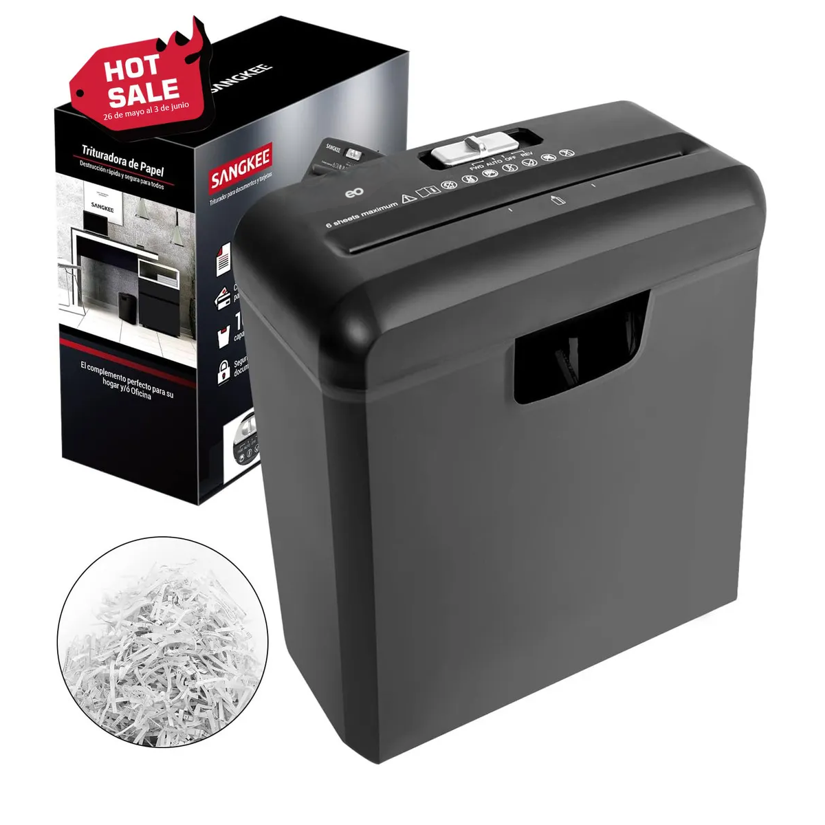 Foto 4 pulgar | Trituradora De Papel Y Tarjetas De Crédito Capacidad Para 6 Hojas Eo Safe Imports Esi-19217 Negro