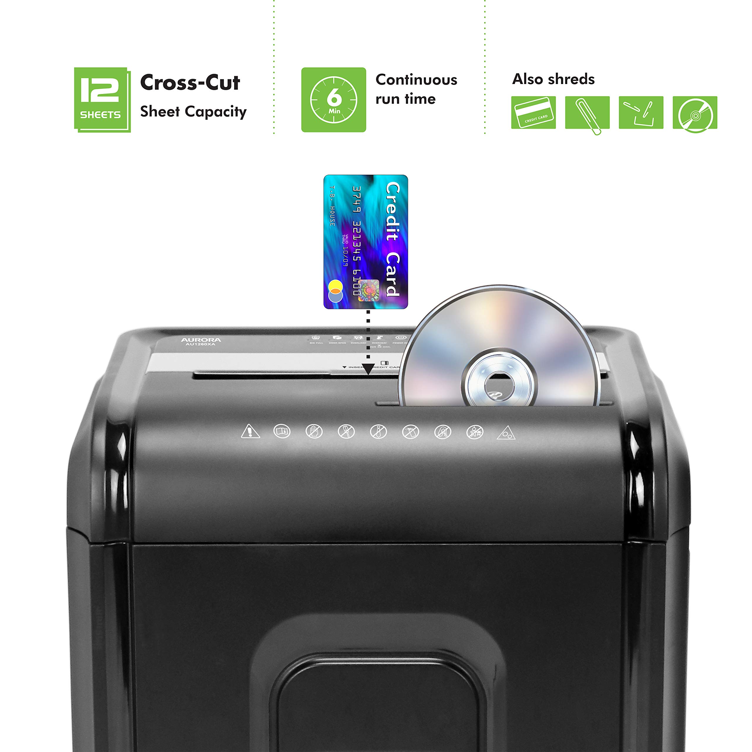 Foto 2 | Papel Shredder Aurora Au1260xa, Antiatascos, 12 Hojas, Corte Transversal - Venta Internacional.