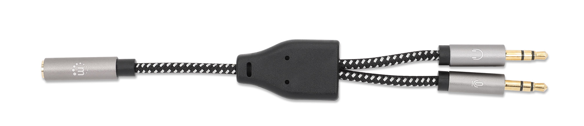 Foto 4 pulgar | Adaptador Auxiliar Manhattan 356121, 3.5mm 2 A 1, 15cm, Aluminio Plateado