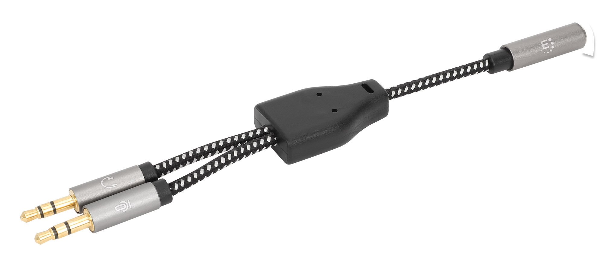 Foto 4 | Adaptador Auxiliar Manhattan 356121, 3.5mm 2 A 1, 15cm, Aluminio Plateado