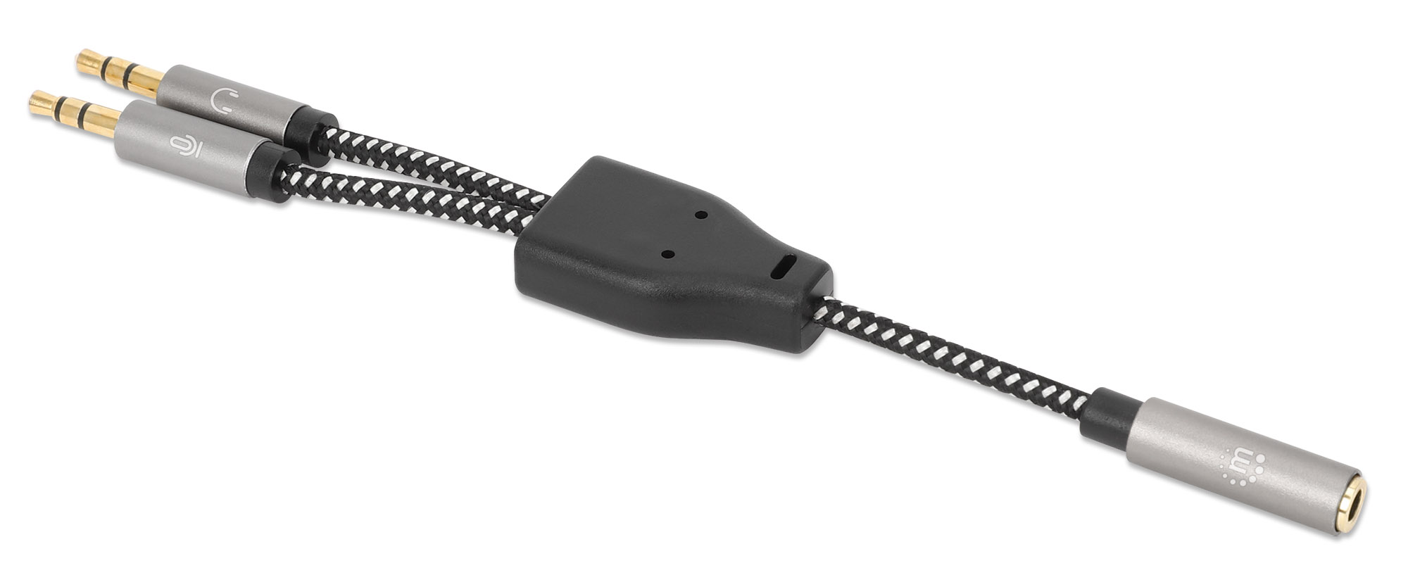 Foto 5 | Adaptador Auxiliar Manhattan 356121, 3.5mm 2 A 1, 15cm, Aluminio Plateado