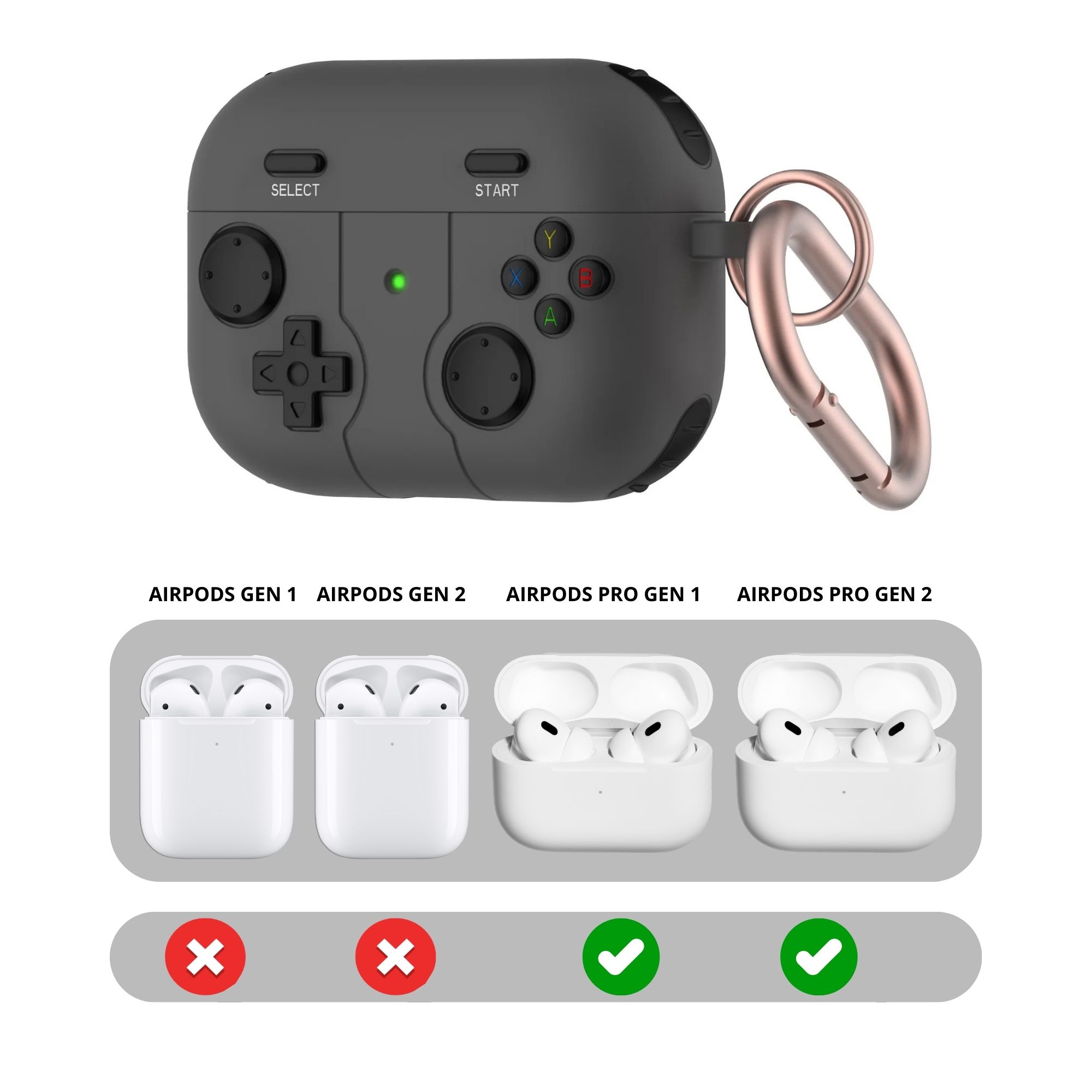 Foto 4 pulgar | Funda Protector de Uso Rudo Compatible con AirPods con Arnés Negro AirPods Pro 1 y 2 Gen