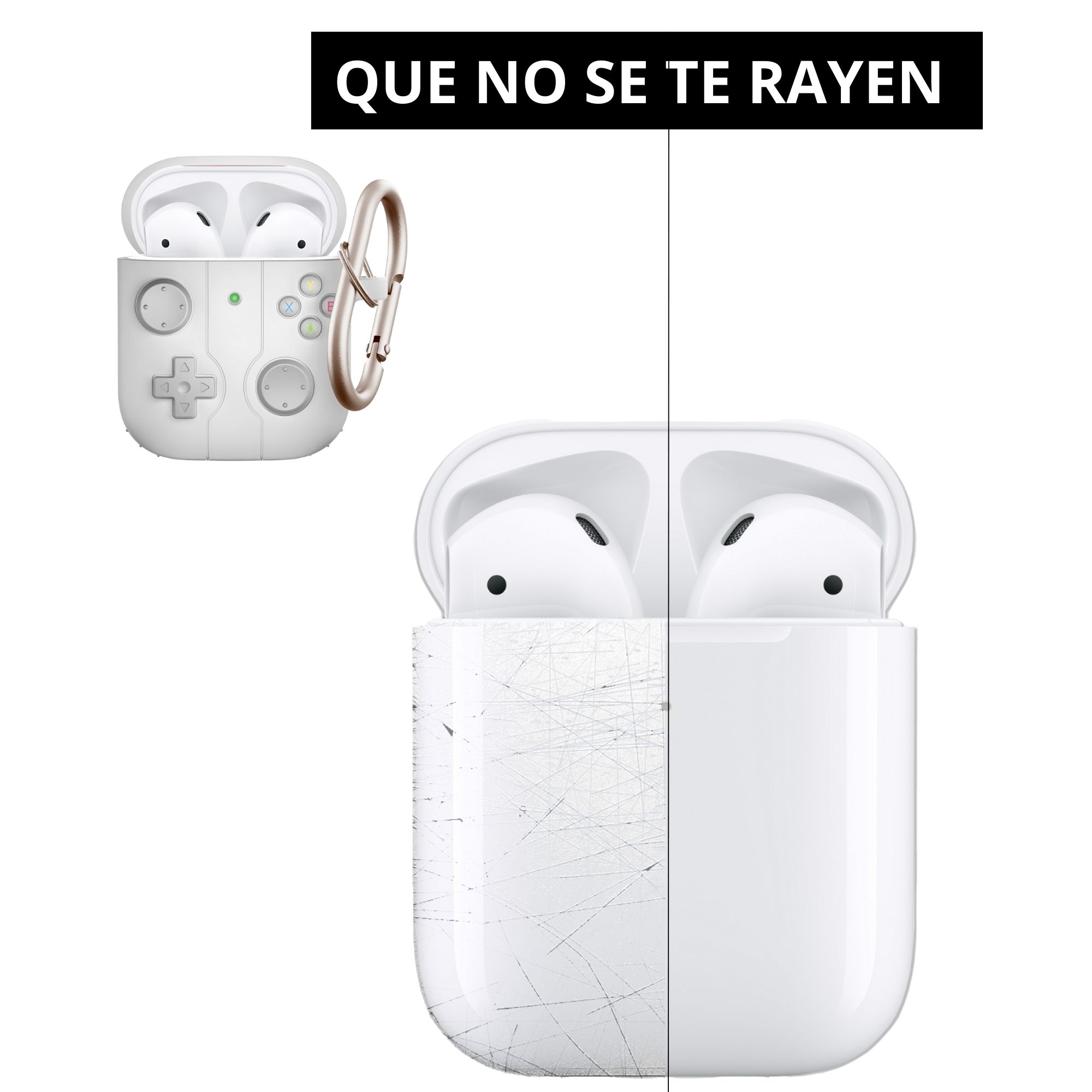 Foto 6 pulgar | Funda Protectora de Uso Rudo Compatible con AirPods con Arnés Blanca AirPods 1 y 2 Gen