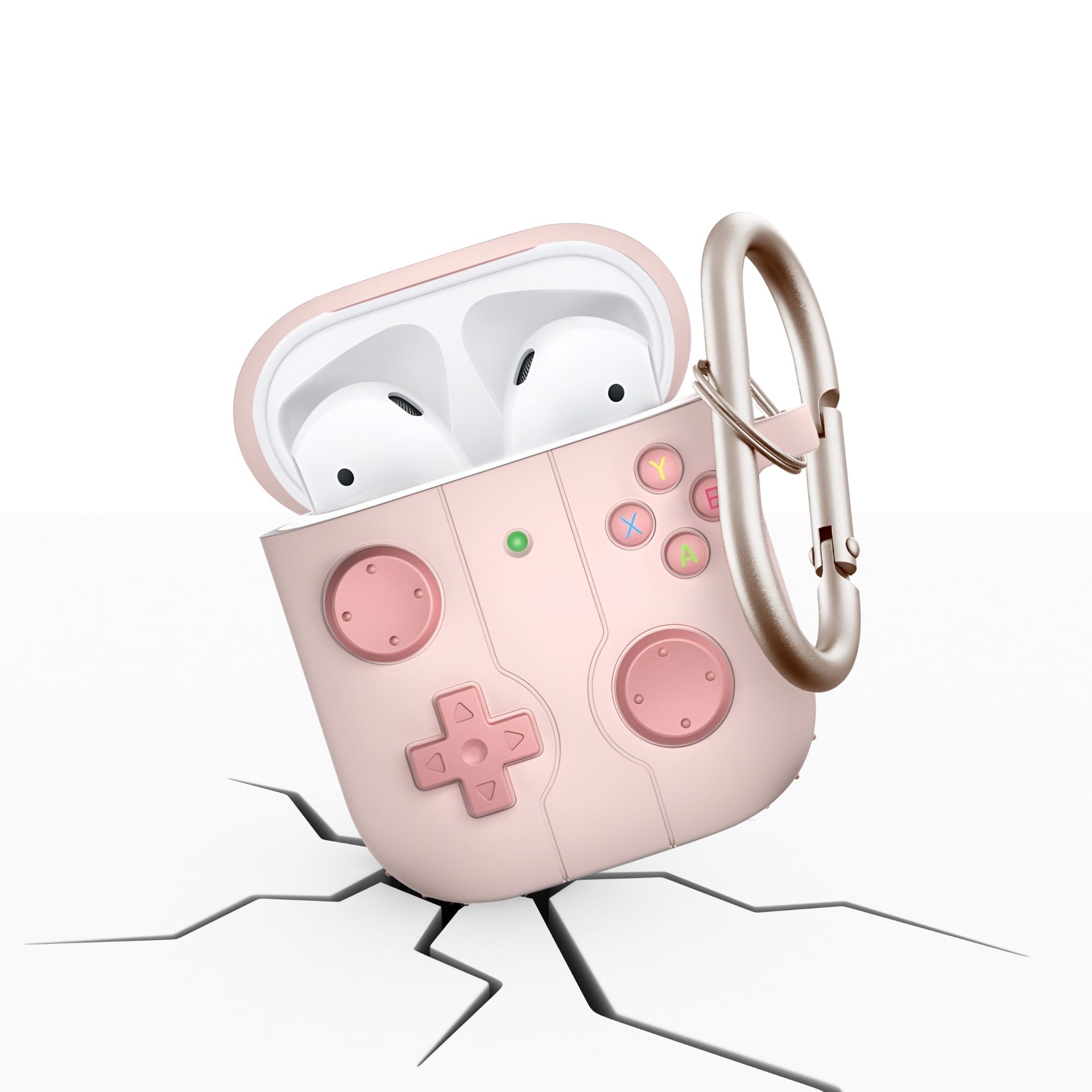 Foto 4 pulgar | Funda Protector de Uso Rudo Compatible con AirPods con Arnés Rosa AirPods 1 y 2 Gen