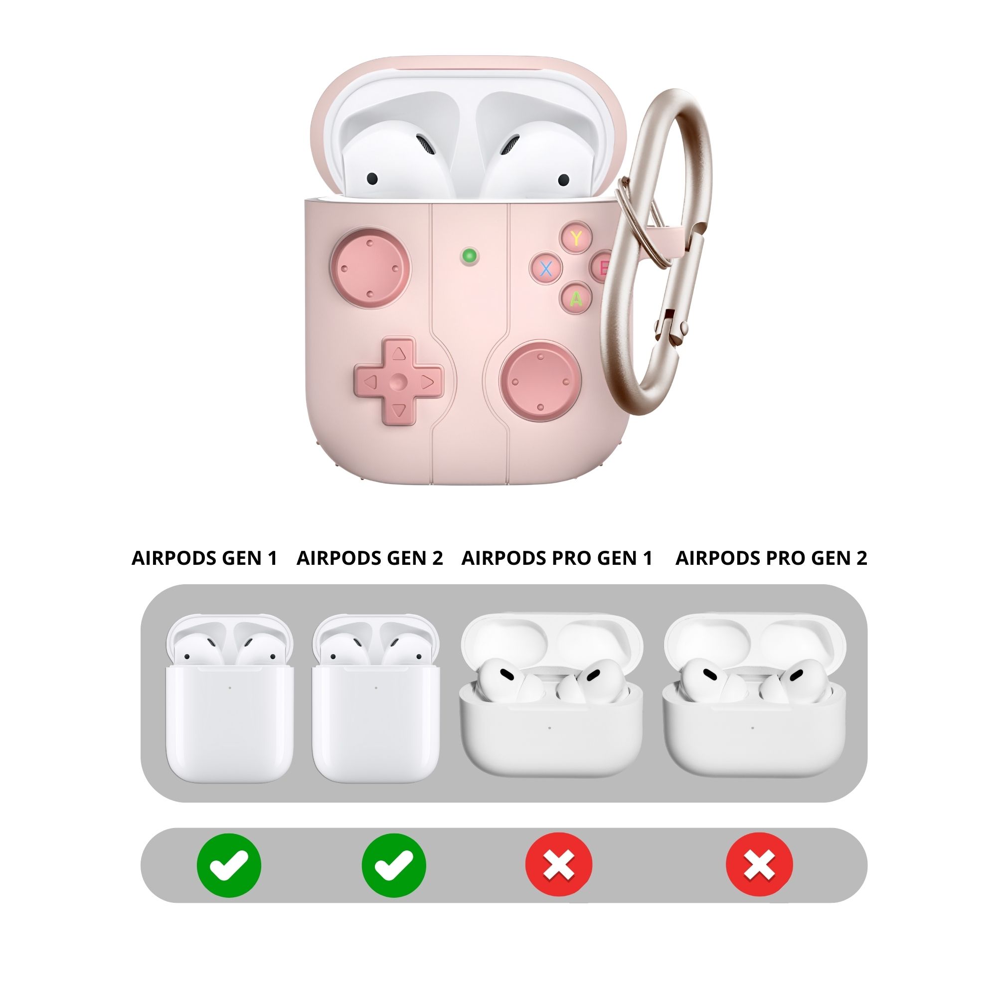 Foto 5 pulgar | Funda Protector de Uso Rudo Compatible con AirPods con Arnés Rosa AirPods 1 y 2 Gen