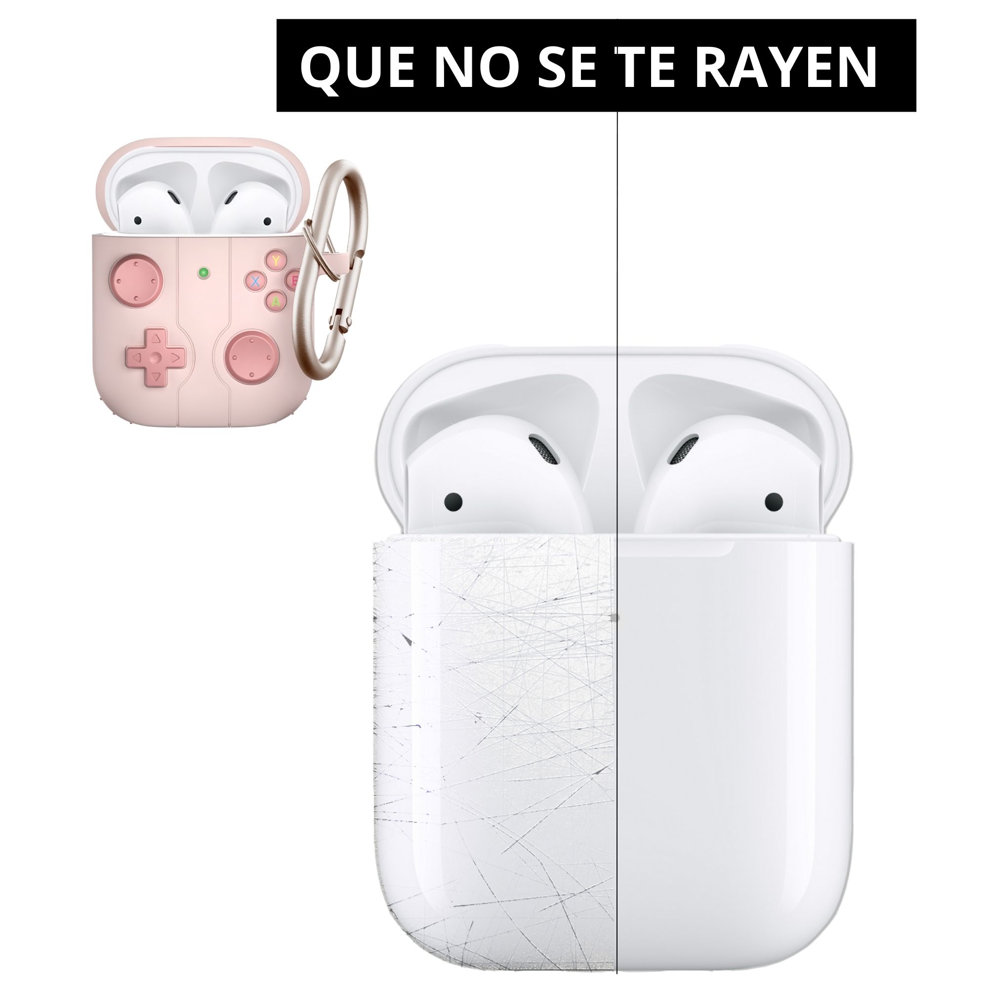 Foto 6 pulgar | Funda Protector de Uso Rudo Compatible con AirPods con Arnés Rosa AirPods 1 y 2 Gen