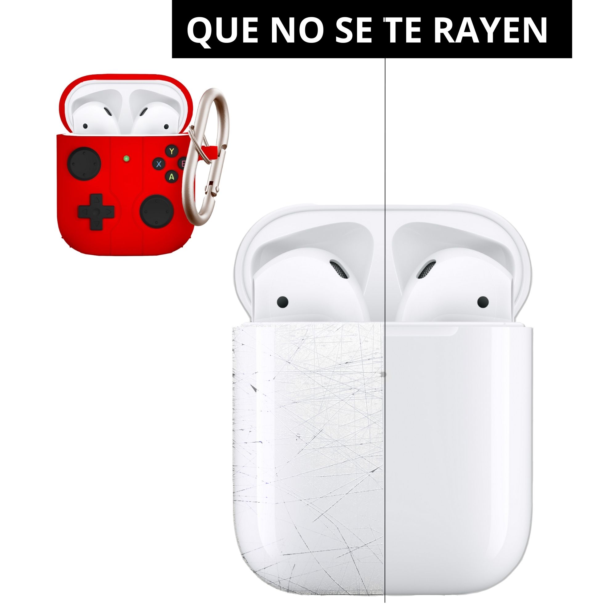 Foto 6 pulgar | Funda Protector de Uso Rudo Compatible con AirPods con Arnés Roja AirPods 1 y 2 Gen