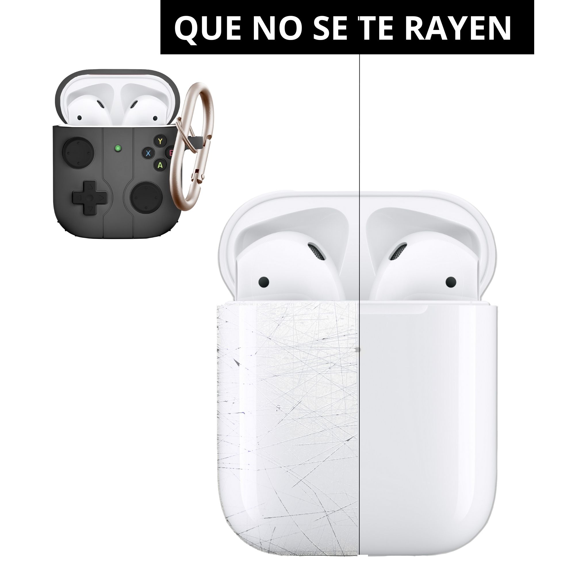 Foto 6 pulgar | Funda Protector de Uso Rudo Compatible con AirPods con Arnés Negra AirPods 1 y 2 Gen