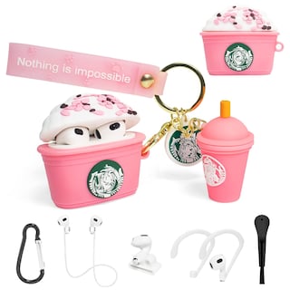 Foto 1 | Funda para Airpods 3 Suihuoji con diseño de copa rosa en 3D y juego 7 en 1