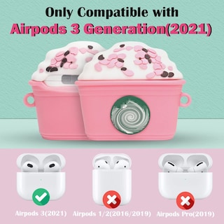 Foto 2 | Funda para Airpods 3 Suihuoji con diseño de copa rosa en 3D y juego 7 en 1