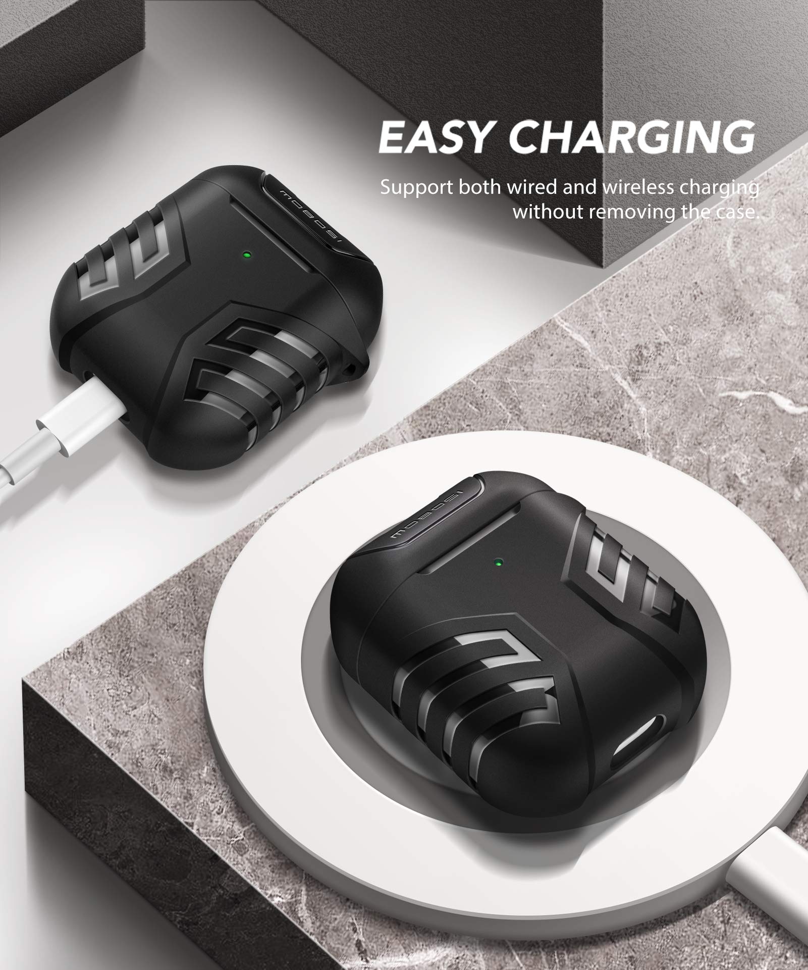 Foto 2 | Funda Para Airpods Mobosi Military Cover Vanguard Armor Negra - Venta Internacional.