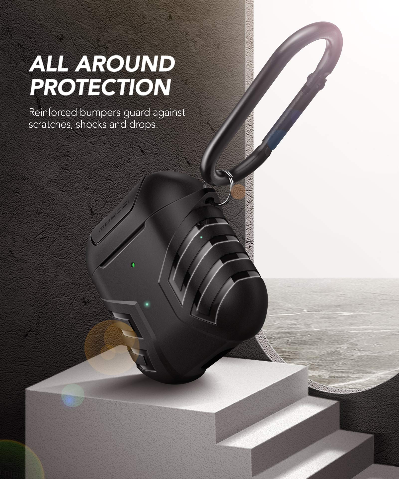 Foto 4 pulgar | Funda Para Airpods Mobosi Military Cover Vanguard Armor Negra - Venta Internacional.