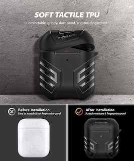 Foto 4 | Funda Para Airpods Mobosi Military Cover Vanguard Armor Negra - Venta Internacional.