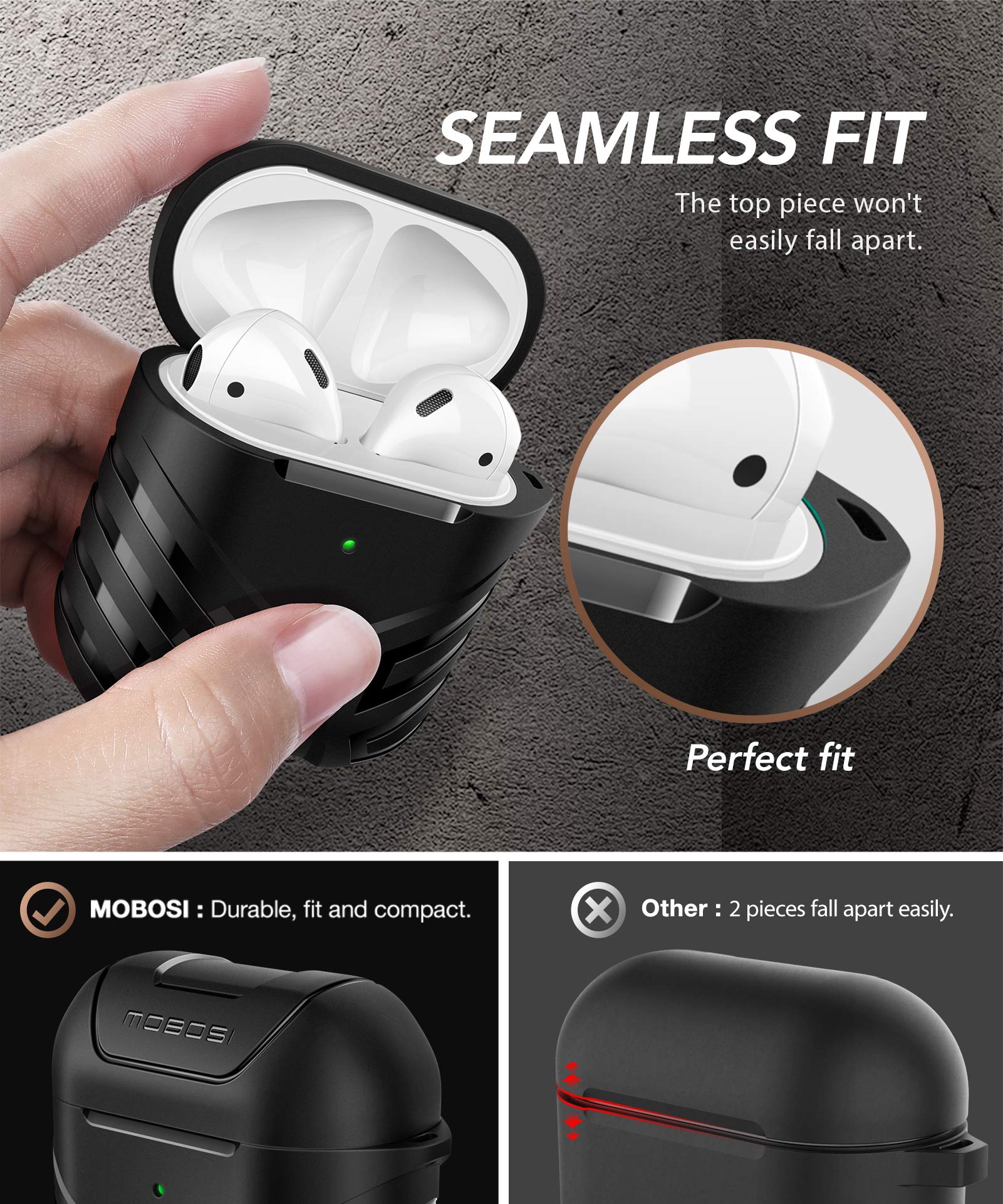 Foto 7 pulgar | Funda Para Airpods Mobosi Military Cover Vanguard Armor Negra - Venta Internacional.