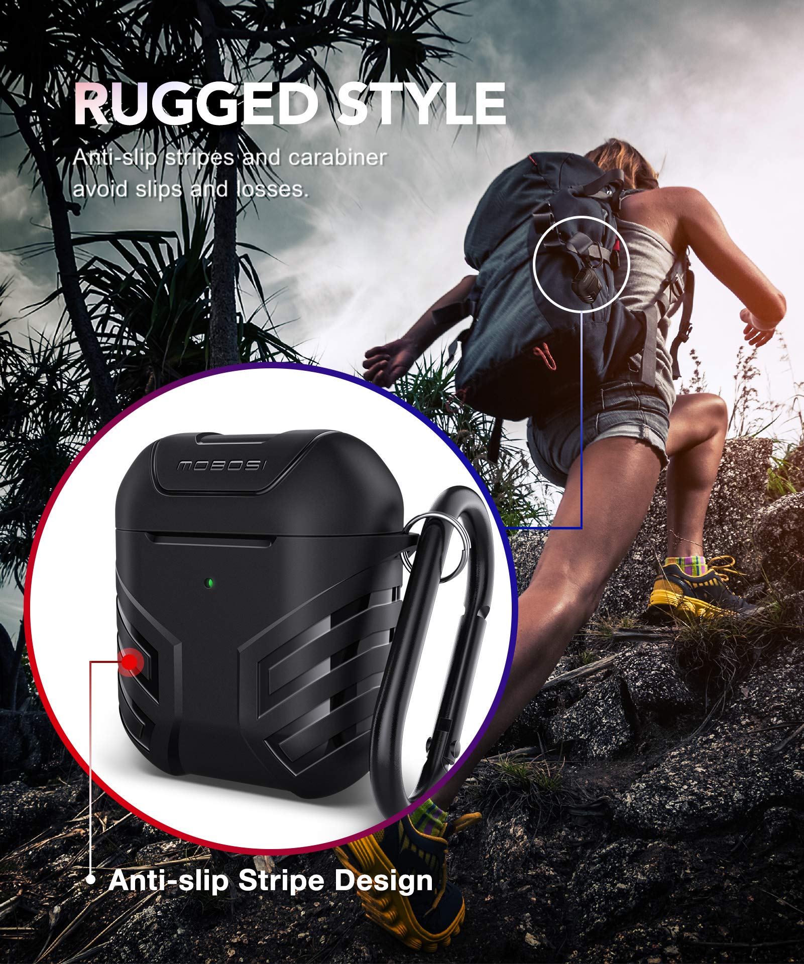 Foto 8 pulgar | Funda Para Airpods Mobosi Military Cover Vanguard Armor Negra - Venta Internacional.