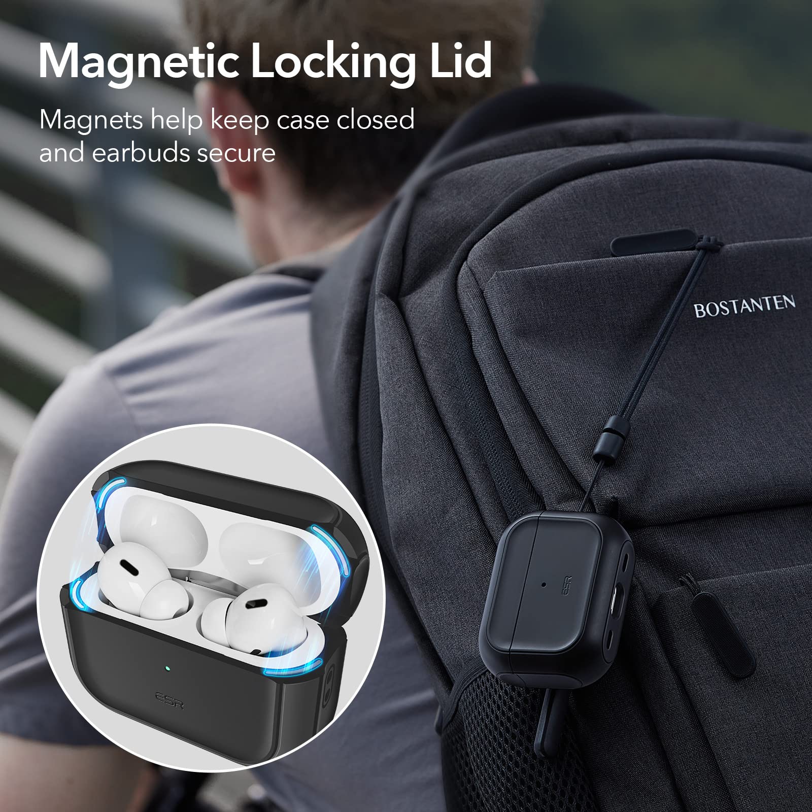 Foto 4 pulgar | Funda Para Airpods Pro Esr 2023/2022/2019 De 2.ª Y 1.ª Generación, Color Negro - Venta Internacional.