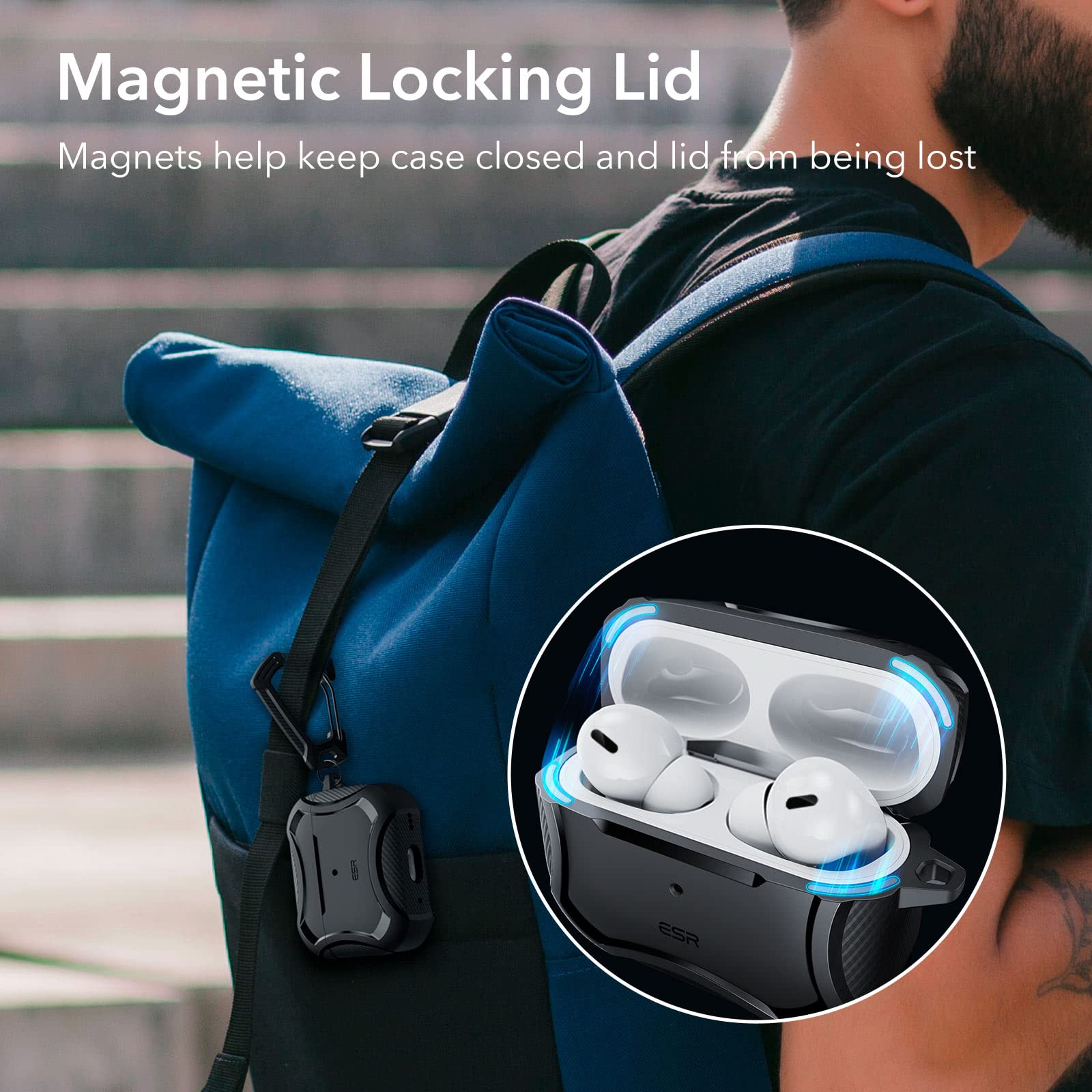 Foto 4 pulgar | Funda Para Airpods Pro Esr Halolock De Segunda Y Primera Generación Con Magsafe Bla - Venta Internacional.