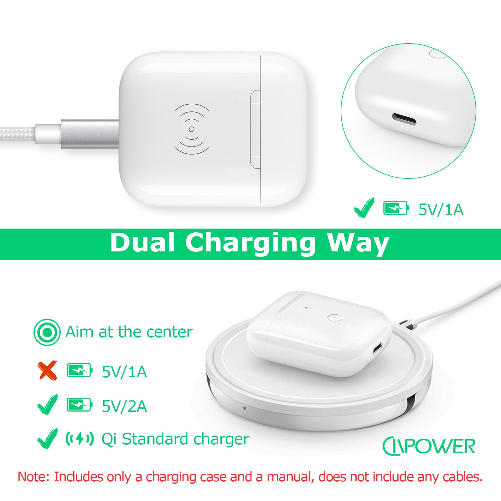 Foto 4 pulgar | Funda De Carga Inalámbrica Civpower Compatible Con Airpods 1 Y  - Venta Internacional.