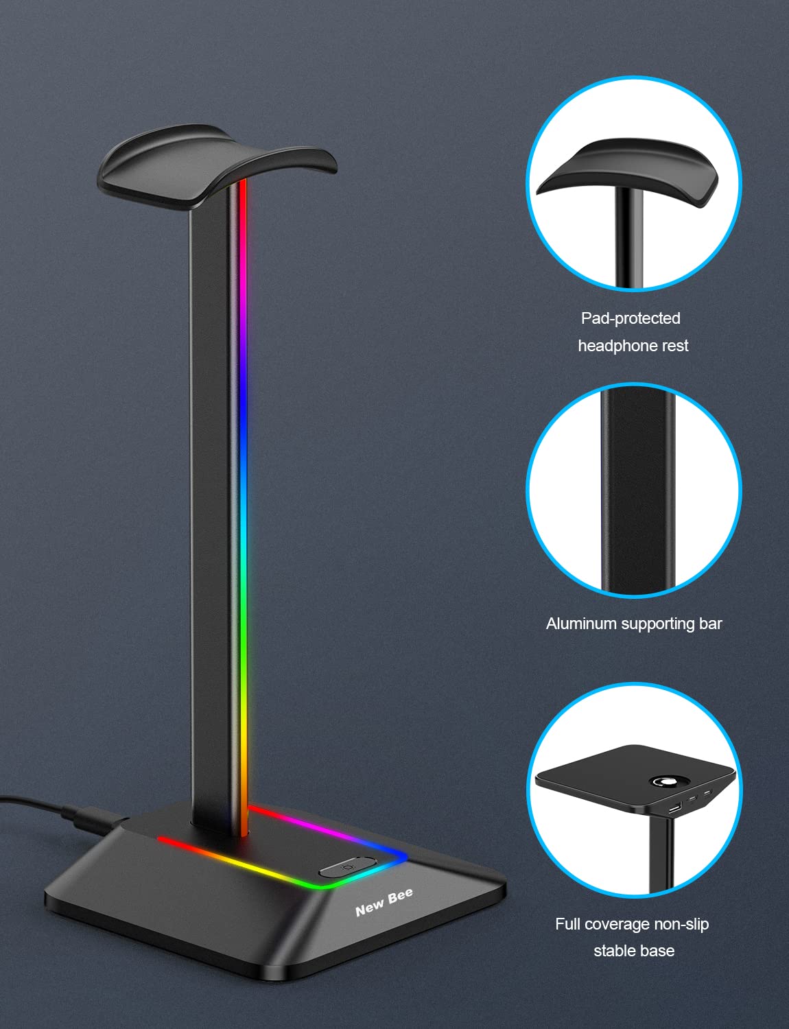 Foto 5 | Soporte Para Auriculares New Bee Gaming, Rgb Con Usb - Venta Internacional.
