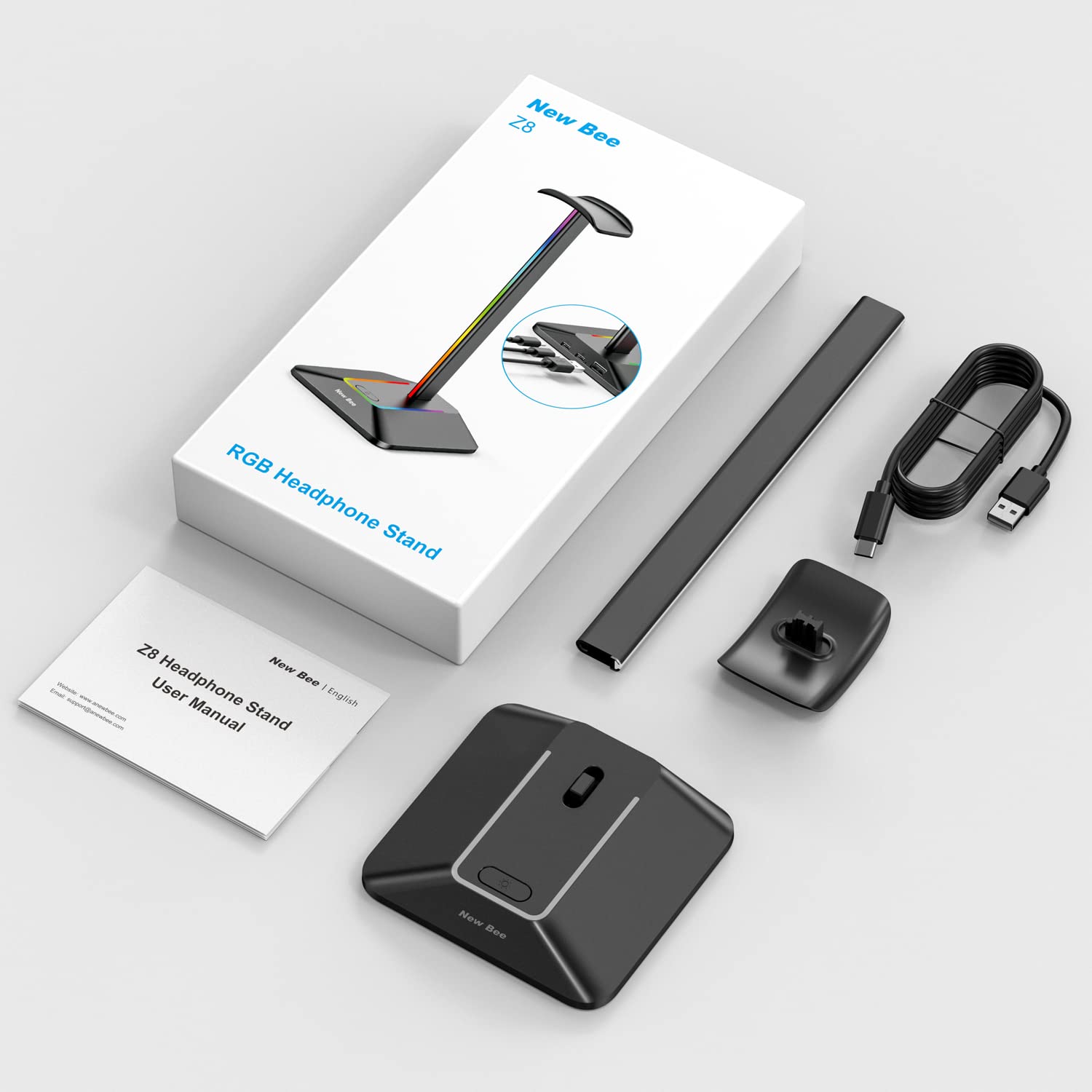 Foto 8 pulgar | Soporte Para Auriculares New Bee Gaming, Rgb Con Usb - Venta Internacional.