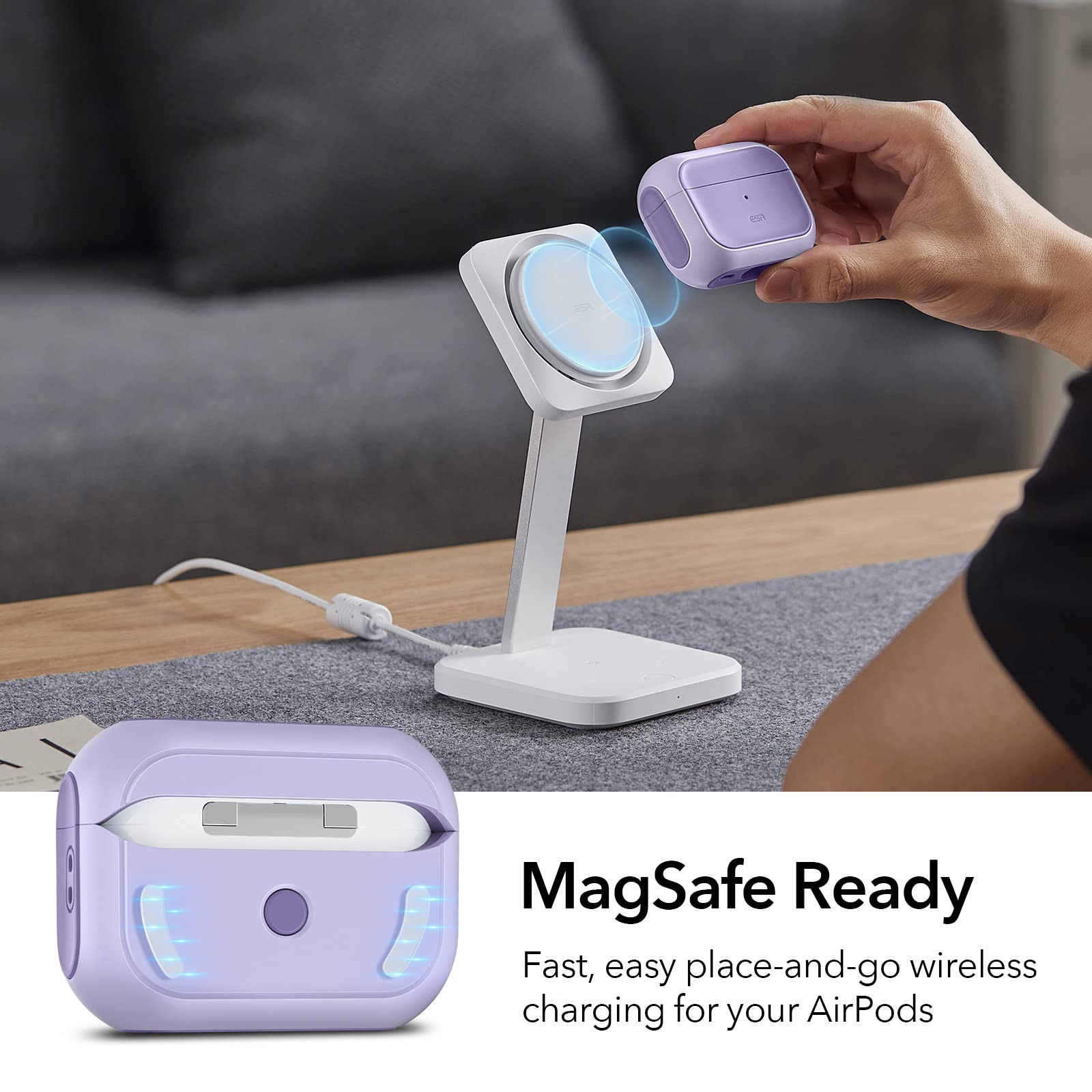 Foto 3 pulgar | Funda Esr Orbit Hybrid Con Halolock Para Airpods Pro Lavender - Venta Internacional