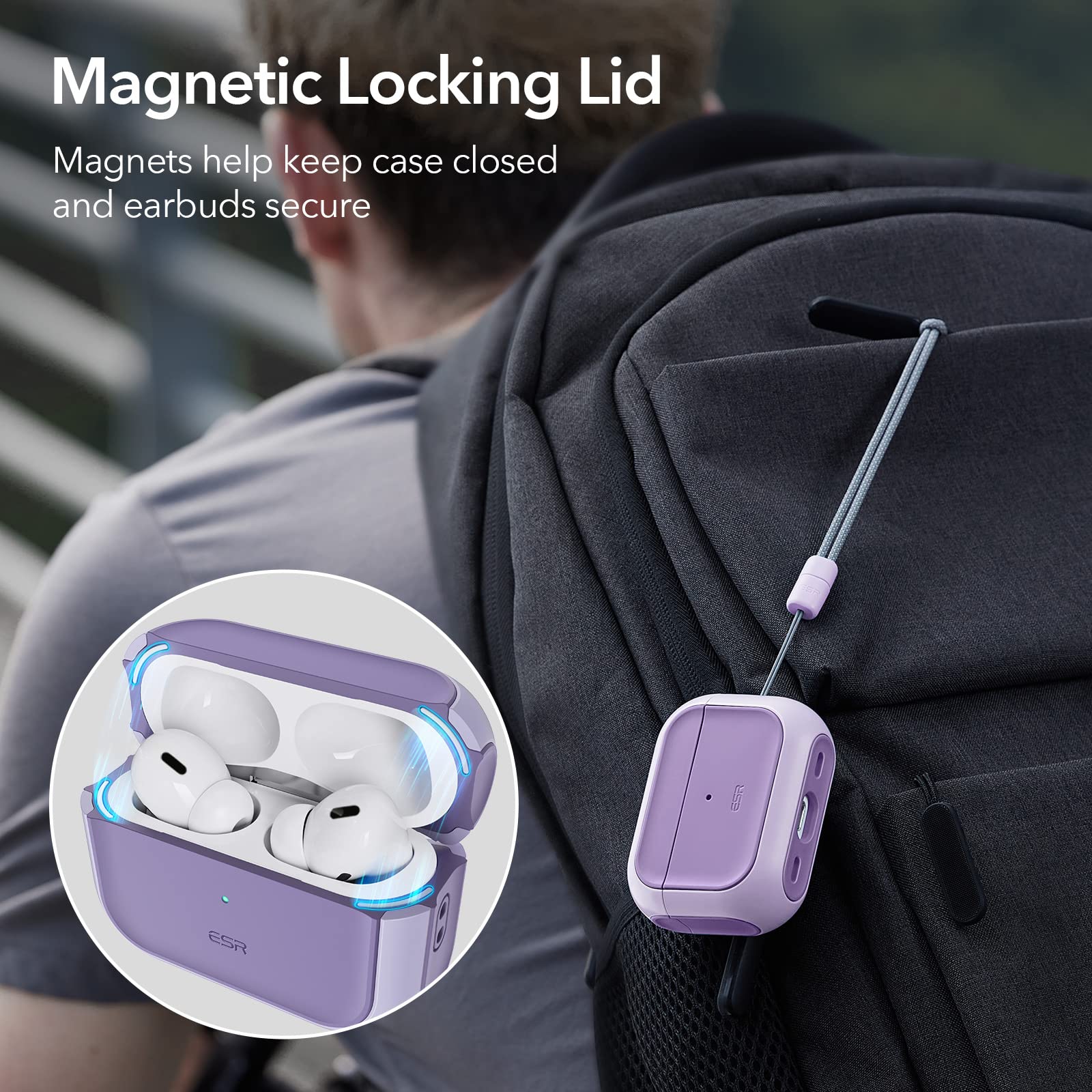 Foto 4 pulgar | Funda Esr Orbit Hybrid Con Halolock Para Airpods Pro Lavender - Venta Internacional