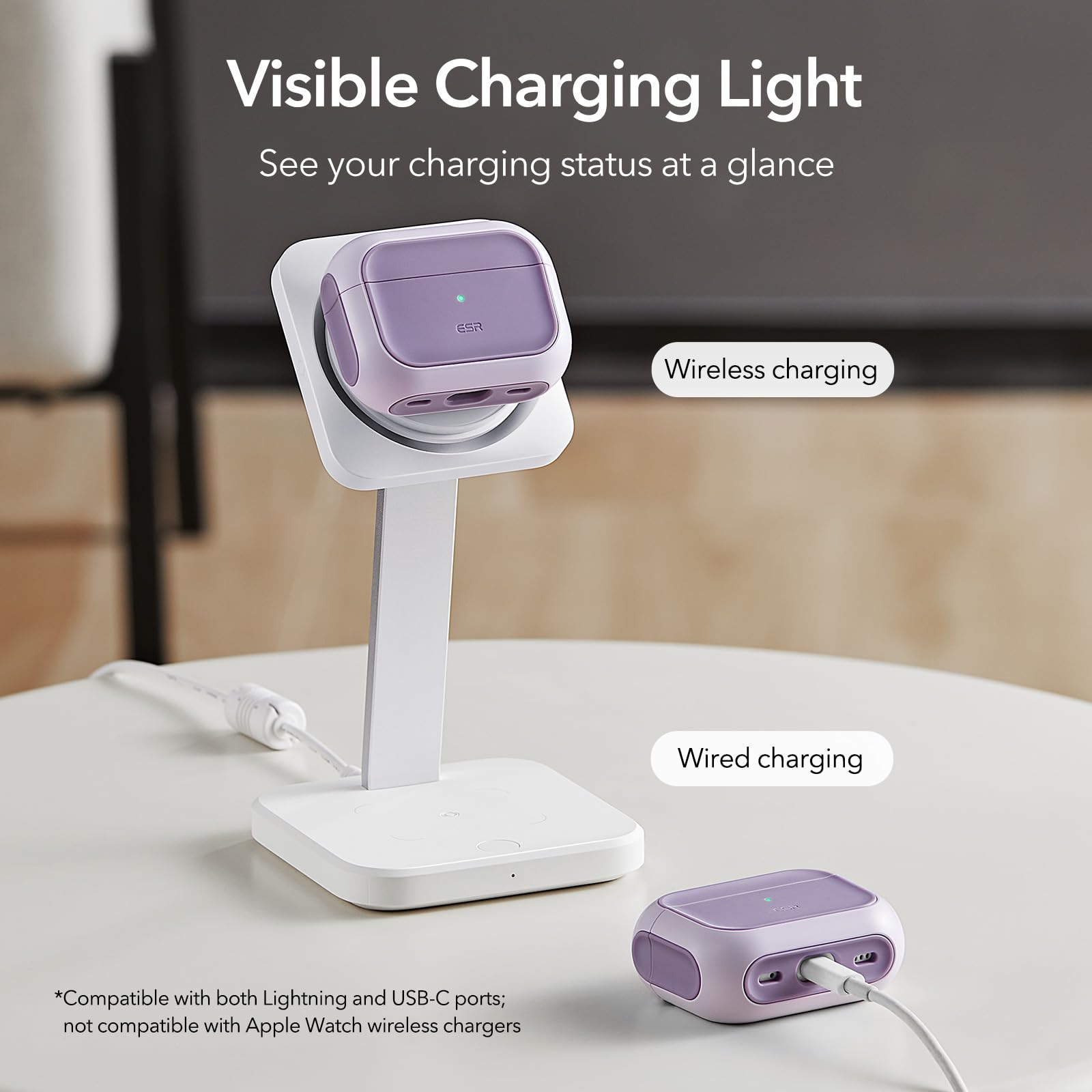 Foto 7 | Funda Esr Orbit Hybrid Con Halolock Para Airpods Pro Lavender - Venta Internacional