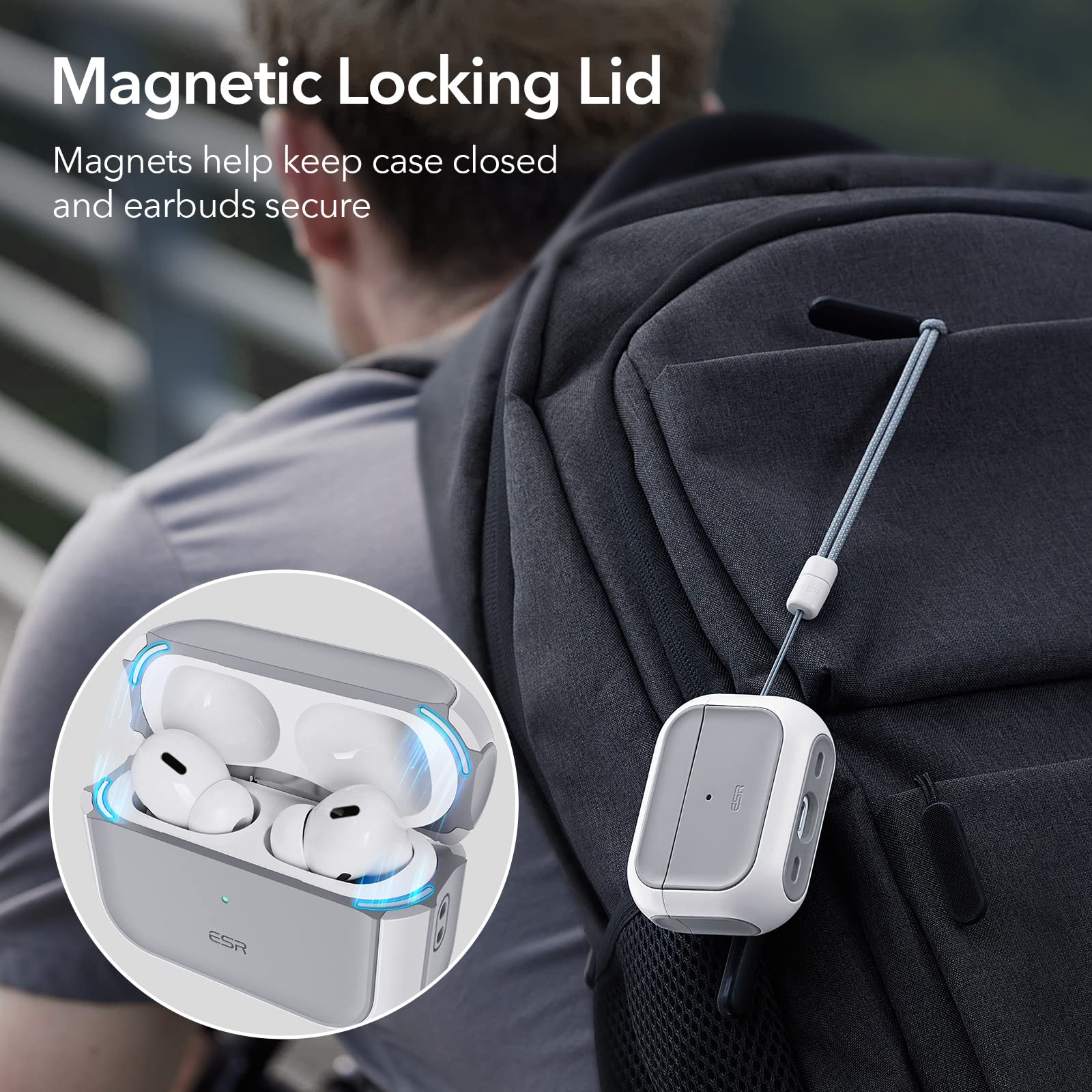 Foto 4 pulgar | Funda para Airpods Pro Esr 2023/2022/2019 2.ª Y 1.ª Generación color Blanco - Venta Internacional