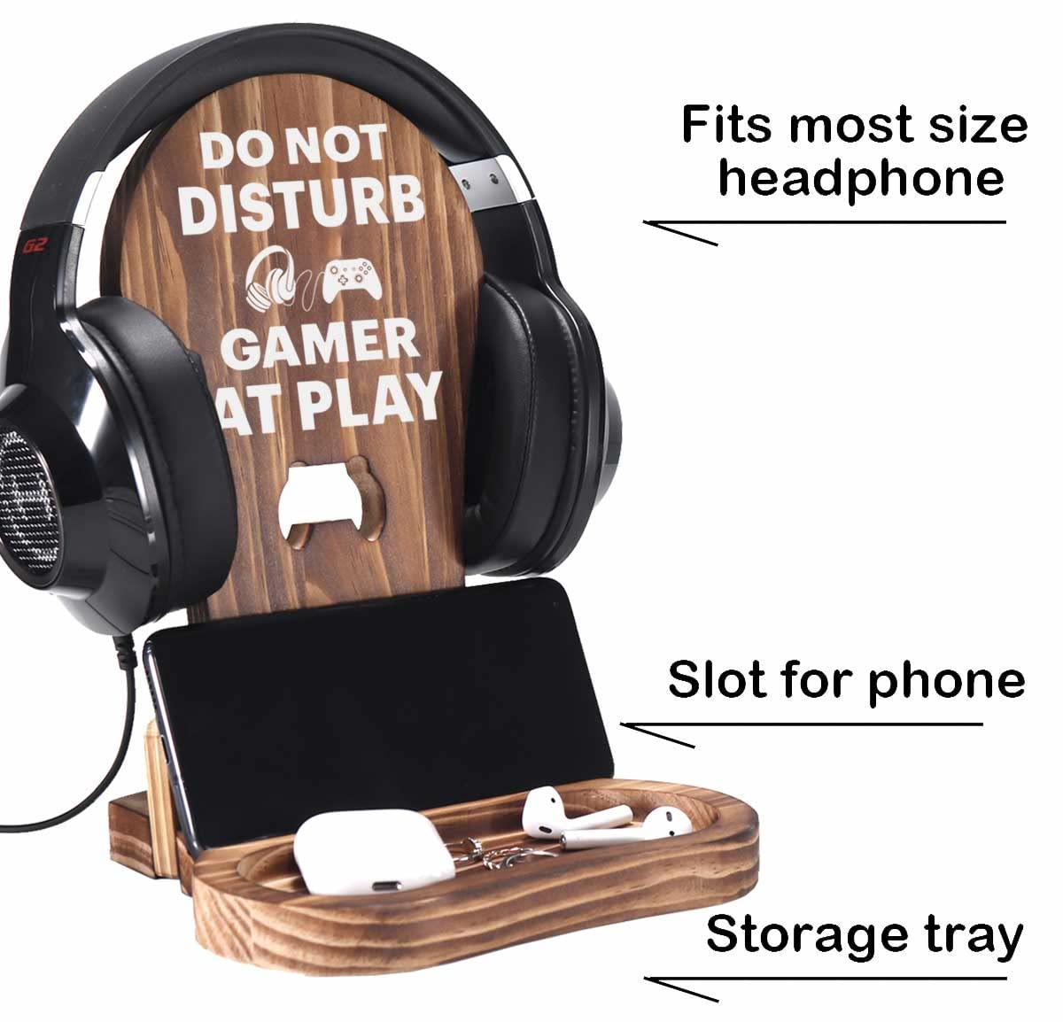 Foto 6 pulgar | Soporte Para Auriculares Para Jugadores Occdesign, Diseño Divertido, Madera De Pino - Venta Internacional.