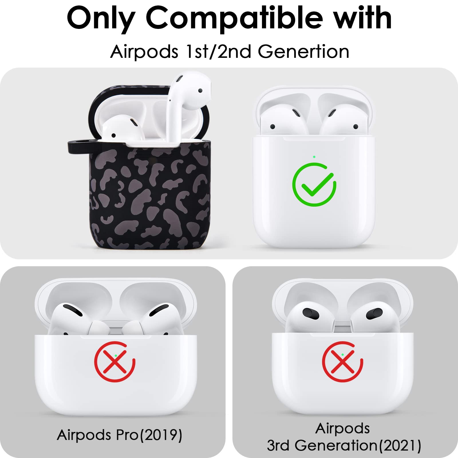 Foto 4 pulgar | Funda Para Airpods Filoto De Silicona De Segunda Generación, Diseño De Leopardo, Color Negro - Venta Internacional.