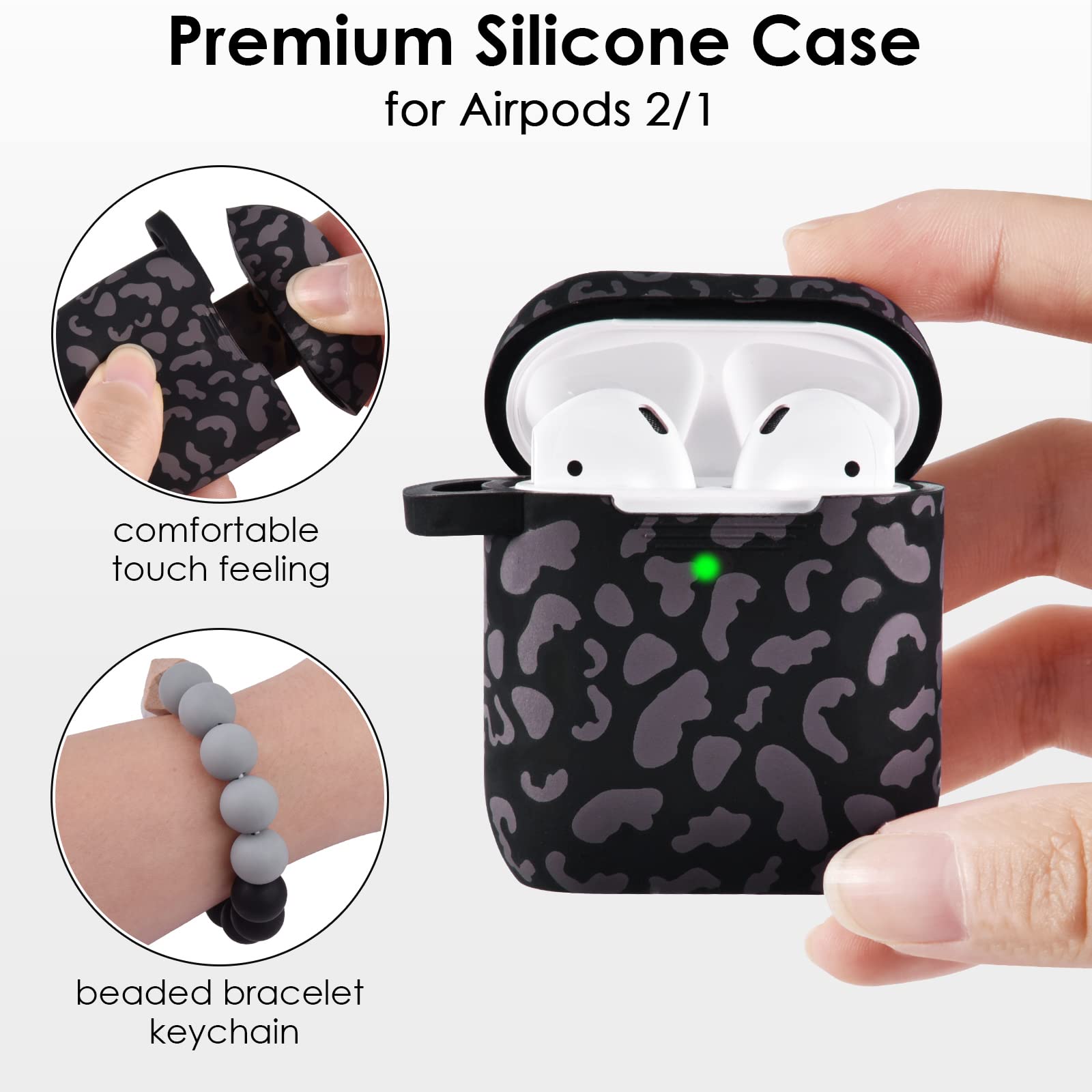 Foto 5 pulgar | Funda Para Airpods Filoto De Silicona De Segunda Generación, Diseño De Leopardo, Color Negro - Venta Internacional.