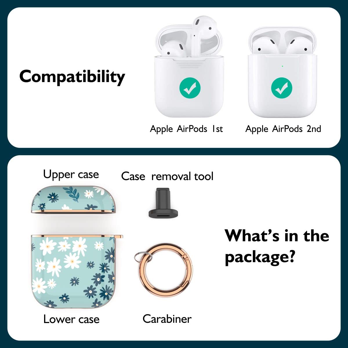 Foto 3 pulgar | Funda Tatofy Para Airpods 1 Y 2 Flower Cyan - Venta Internacional.