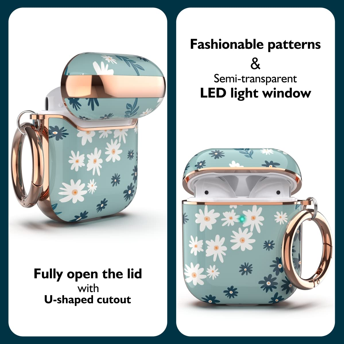 Foto 5 pulgar | Funda Tatofy Para Airpods 1 Y 2 Flower Cyan - Venta Internacional.
