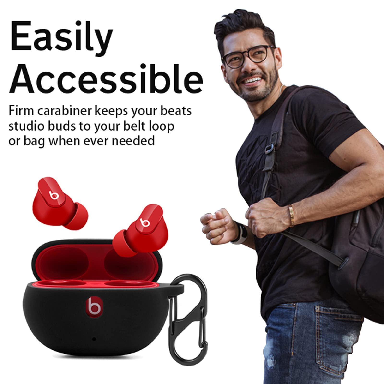 Foto 4 pulgar | Funda De Silicona Lizhi Para Beats Studio Buds 2021 Con Llavero B - Venta Internacional.