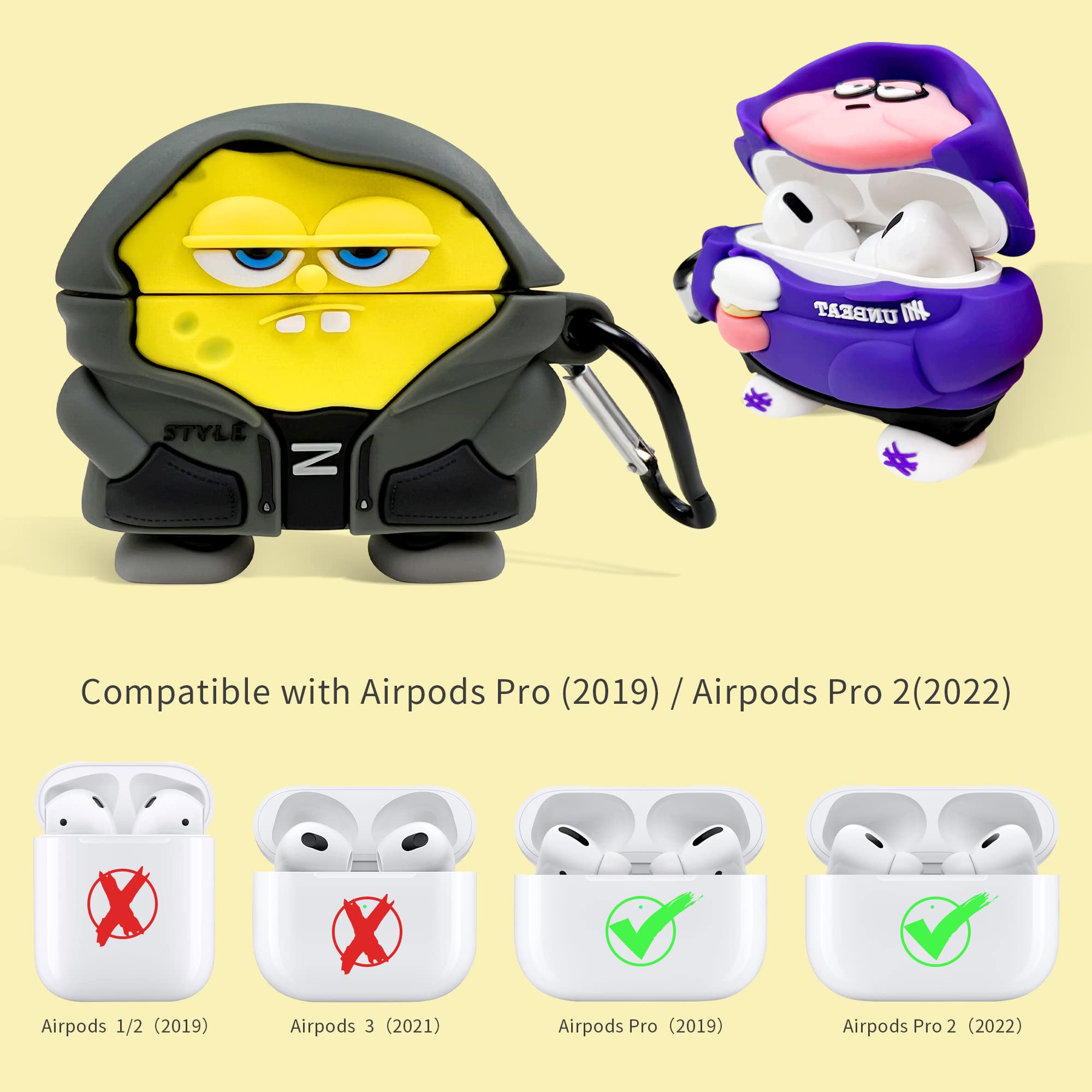 Foto 3 pulgar | Funda de Silicona Hooyiiok para Airpods Pro 2 Bonita Caricatura Amarillo - Venta Internacional