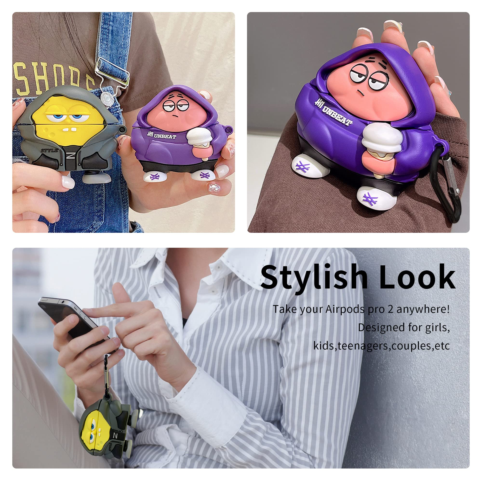 Foto 6 pulgar | Funda de Silicona Hooyiiok para Airpods Pro 2 Bonita Caricatura Amarillo - Venta Internacional