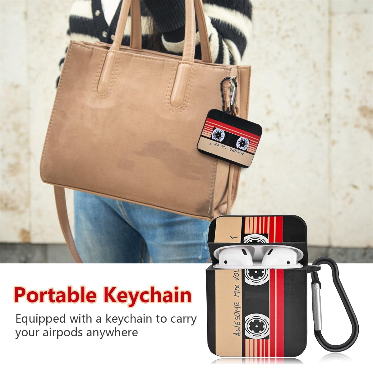 Foto 7 pulgar | Funda Para Airpods Liopeu Con Bonito Diseño De Cinta De Casete Con Llavero - Venta Internacional.
