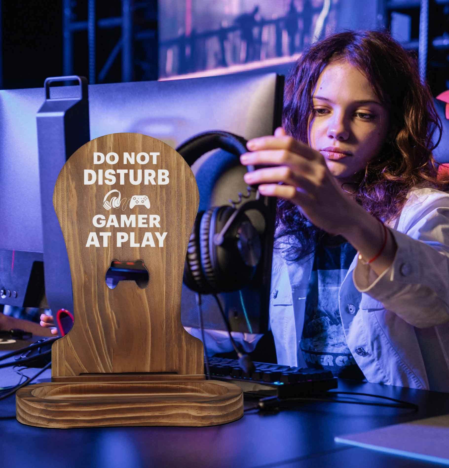 Foto 4 pulgar | Soporte Para Auriculares Para Jugadores Occdesign, Diseño Divertido, Madera De Pino - Venta Internacional.