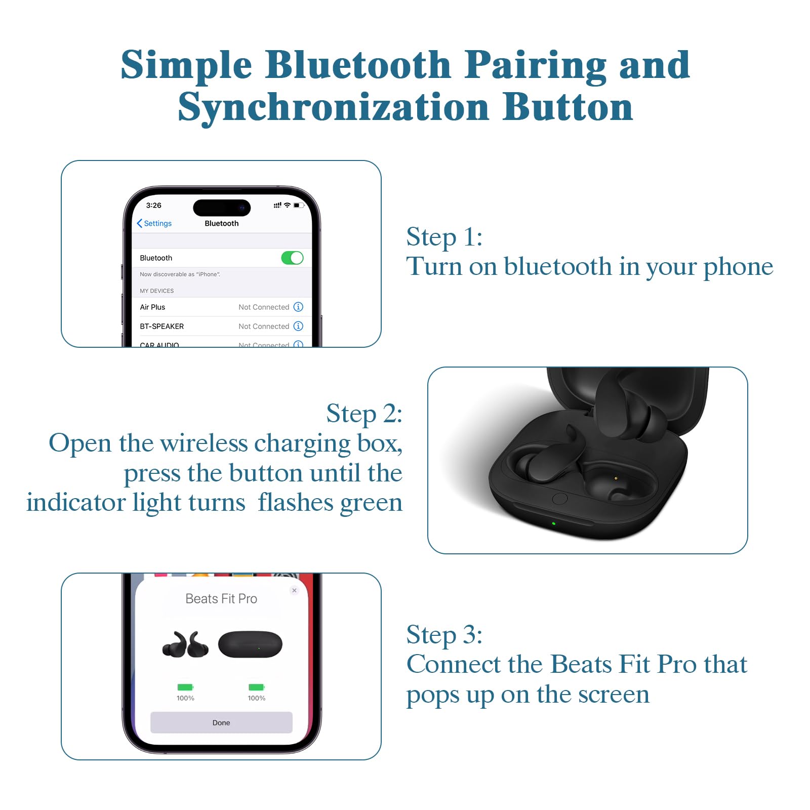 Foto 5 pulgar | Funda De Carga Inalámbrica Compatible Con Jinstyles Beats Fit Pro - Venta Internacional.