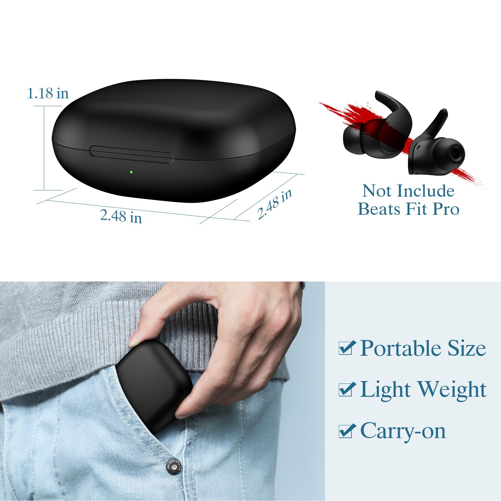 Foto 7 pulgar | Funda De Carga Inalámbrica Compatible Con Jinstyles Beats Fit Pro - Venta Internacional.