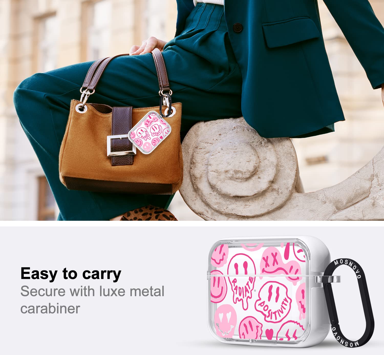 Foto 4 pulgar | Funda Mosnovo para Airpods Pro 2/Airpods Pro con anillo metálico de lujo
