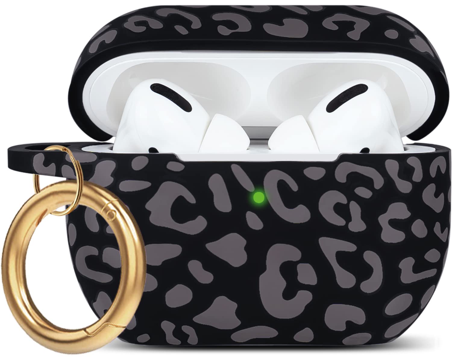 Foto 2 pulgar | Funda Gawnock Leopard de Silicona para Airpods Pro con Llavero color Gris - Venta Internacional