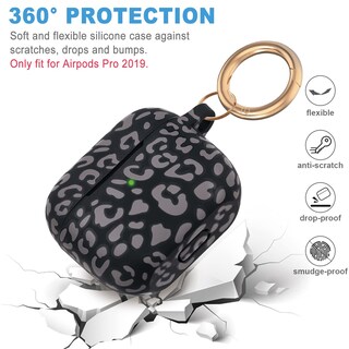 Foto 5 | Funda Gawnock Leopard de Silicona para Airpods Pro con Llavero color Gris - Venta Internacional