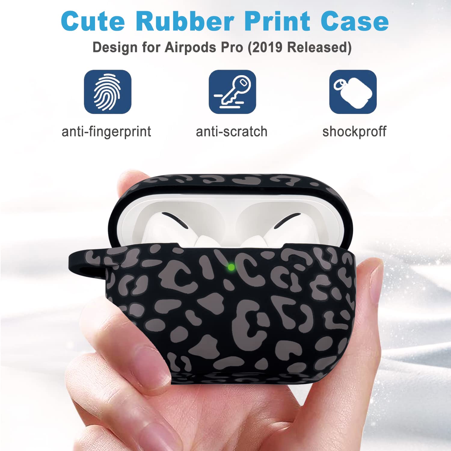 Foto 7 pulgar | Funda Gawnock Leopard de Silicona para Airpods Pro con Llavero color Gris - Venta Internacional