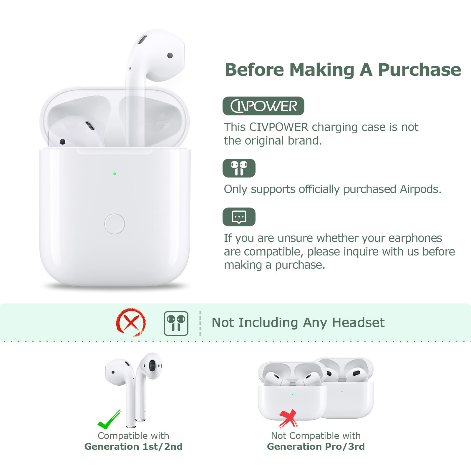 Foto 3 pulgar | Funda De Carga Inalámbrica Airpods Compatible Con Airpods 1 Y 2 - Venta Internacional.